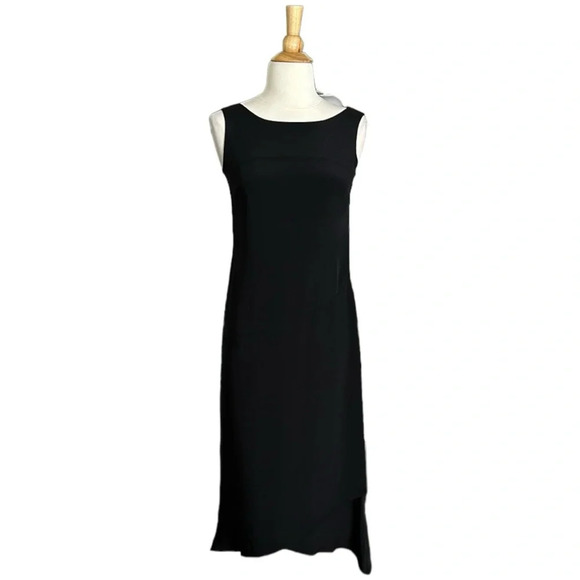 BLOOMINGDALE’S Silk Dress Black Classic Timeless Chic Midi Length, Size 2 - Picture 1 of 16